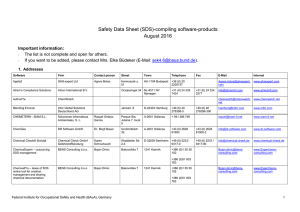Safety Data Sheet (SDS)-compiling software-products