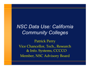 NSC Data Use: California Community Colleges