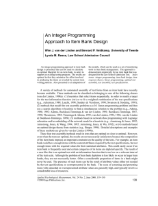 An Integer Programming Approach to Item Bank Design