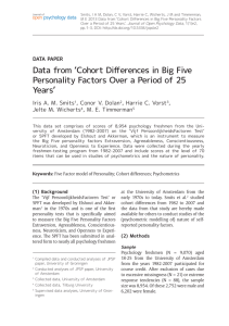 Data from `Cohort Differences in Big Five Personality Factors Over a