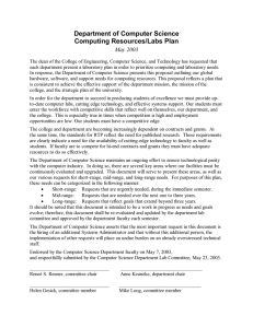 Department of Computer Science Computing Resources/Labs Plan