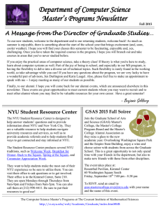 Department of Computer Science Master`s Programs Newsletter