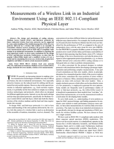 Measurements of a wireless link in an industrial environment using