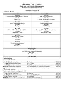 MSc (FHEQ Level 7) 2015/16 Electronic and Electrical Engineering
