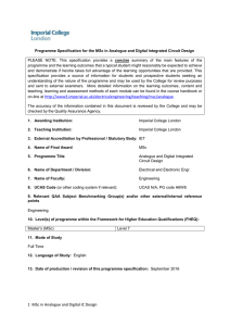 1 MSc in Analogue and Digital IC Design on