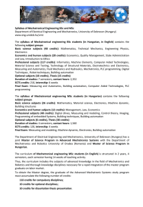 Syllabus of Mechatronical Engineering BSc and MSc Department of