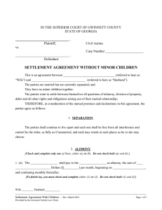 settlement agreement without minor children