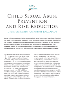 Child Sexual Abuse Prevention and Risk Reduction: Literature