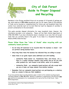City of Oak Forest Guide to Proper Disposal and Recycling