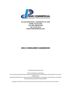 2015 consumer handbook - Penn Commercial Business/Technical