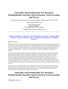 Anonymity and Pseudonymity in Cyberspace