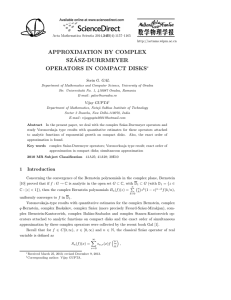 approximation by complex sz´asz-durrmeyer operators in compact