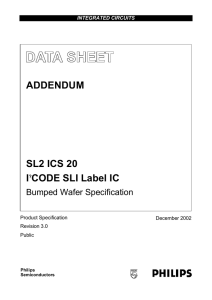 Addendum, SL2 ICS20, ICODE SLI Label IC, Bumped Wafer