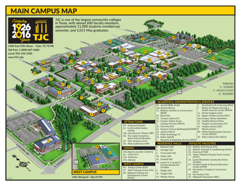 main campus map Tyler Junior College