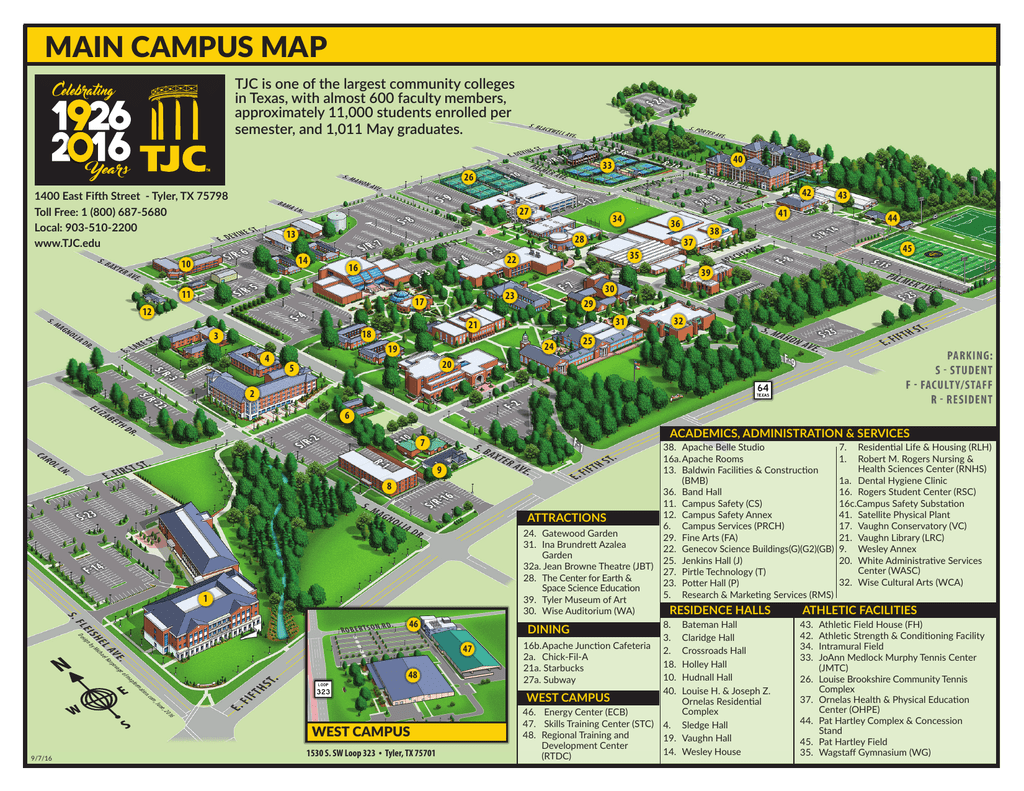 Tyler Junior College Campus Map main campus map   Tyler Junior College