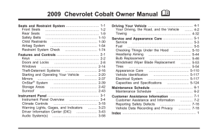 2009 Chevrolet Cobalt Owner Manual