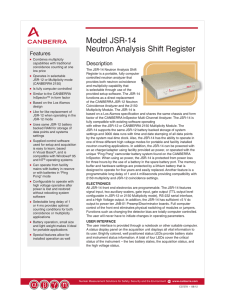 Model JSR-14 Neutron Analysis Shift Register Data Sheet