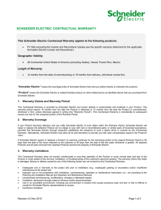 SCHNEIDER ELECTRIC LIMITED WARRANTY