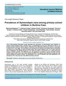 Prevalence of Hymenolepis nana among primary school children in