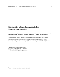 Nanomaterials and nanoparticles: Sources and toxicity