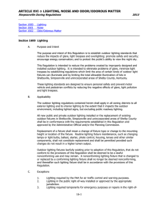 Article XVI - Lighting, Noise and Odor/Odorous Matter