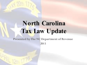 North Carolina Tax Law Update - North Carolina Department of