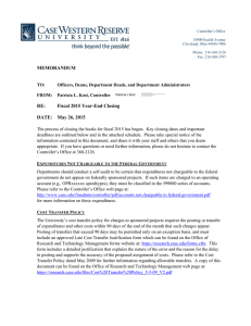 Fiscal 2015 Year End Close Memo - Case Western Reserve University