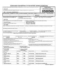 cover sheet for proposal to the national science foundation