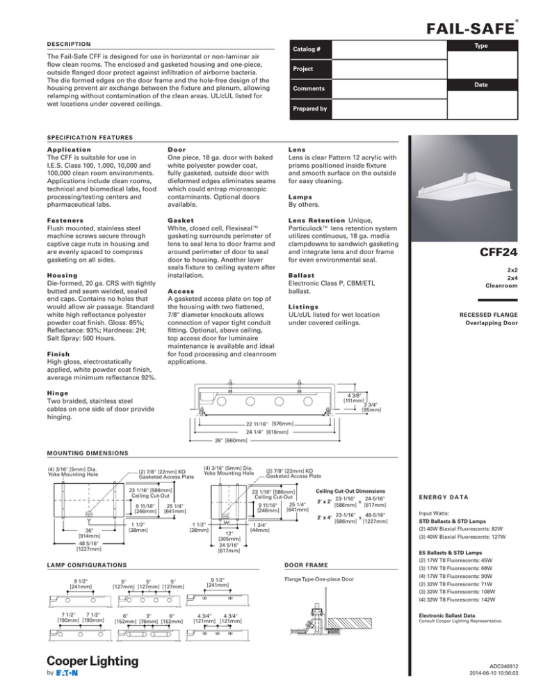 Fail-Safe CFF24 Cleanroom spec sheet