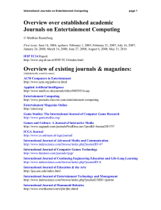 an overview over established academic journals on Entertainment