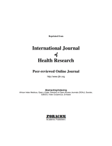 International Journal of Health Research