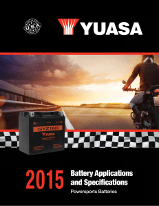 2015 Battery Applications and Specifications