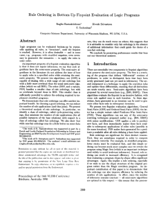 Rule Ordering in Bottom-Up Fixpoint Evaluation of Logic