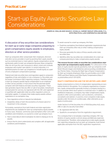 Start-up Equity Awards: Securities Law Considerations