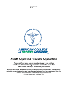 ACSM Approved Provider Application
