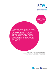 Notes to help you complete your application for student finance