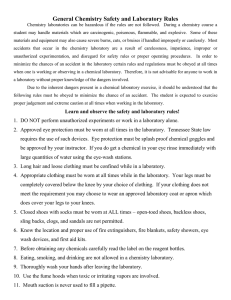 General Chemistry Safety and Laboratory Rules