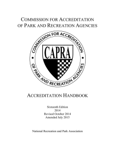 CAPRA Accreditation Handbook - National Recreation and Park