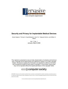 Security and Privacy for Implantable Medical Devices