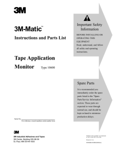 Tape Application Monitor instructions and parts list