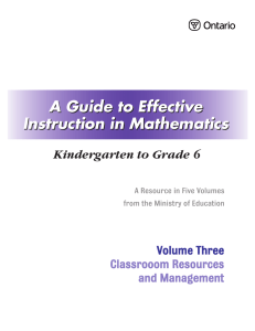 Volume Three, Classroom Resources and Management