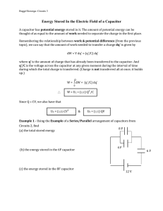 Energy Stored In the Electric Field of a Capacitor ∴