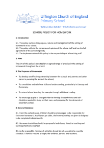 SCHOOL POLICY FOR HOMEWORK