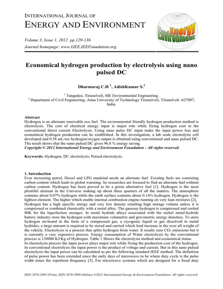ENERGY AND ENVIRONMENT International Journal of Energy