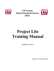 Project Lite Training Manual - University of Wisconsin System