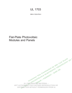 UL 1703 Flat-Plate Photovoltaic Modules and Panels