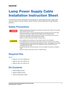 Lamp Power Supply Cable Installation Instruction Sheet
