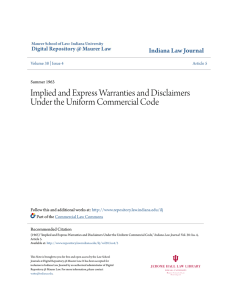 Implied and Express Warranties and Disclaimers Under the Uniform