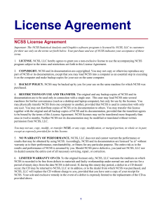 License Agreement NCSS License Agreement