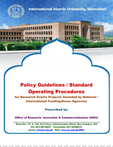 Policy Guidelines / Standard Operating Procedures